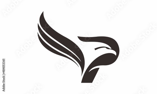 Letter P and eagle head logo vector image