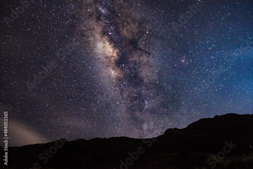 Milky way seen from the shores of the Quilotoa lagoon