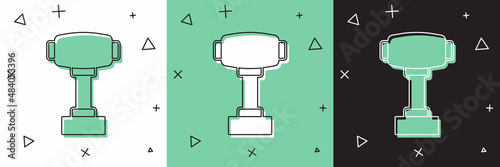 Set Gear shifter icon isolated on white and green, black background. Manual transmission icon. Vector