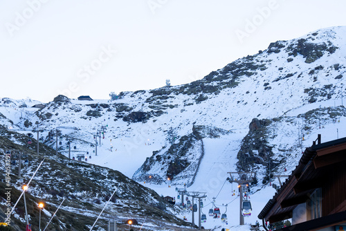 night skiing track in Sierra Nevada, Granada, Spain