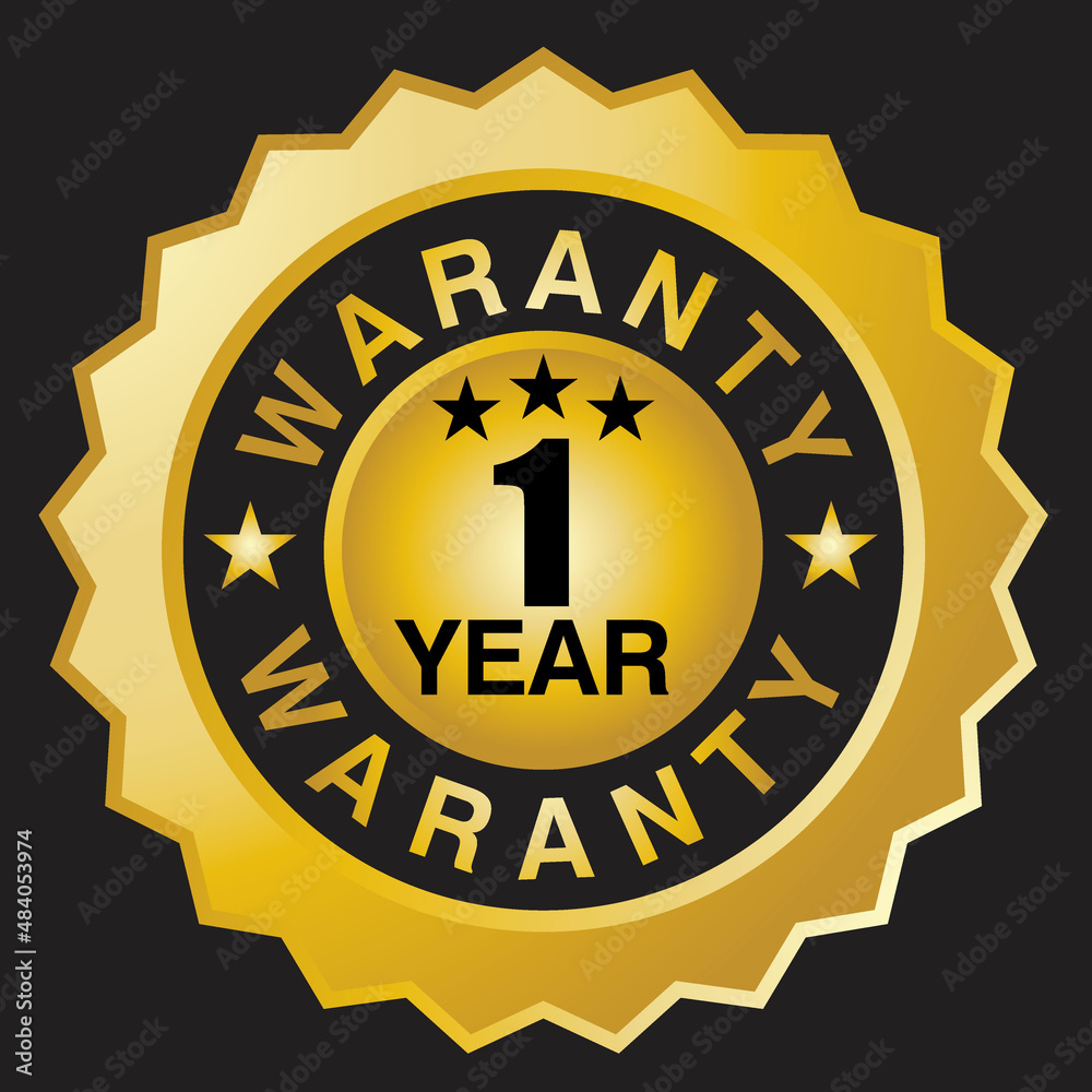 Fototapeta premium Waranty, 1 year, sticker and label vector