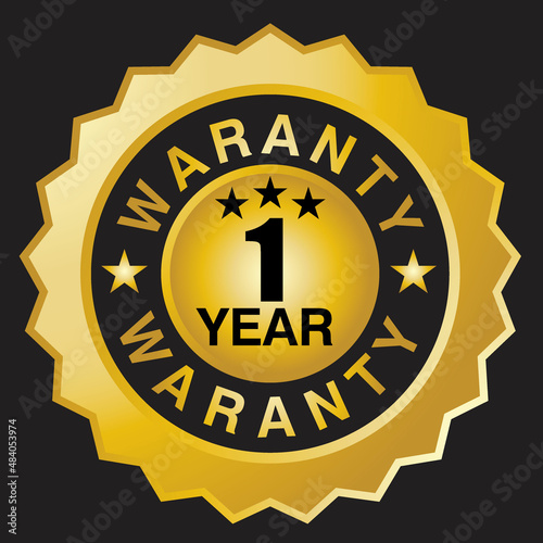 Waranty, 1 year, sticker and label vector photo
