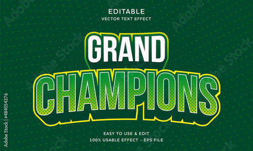Photo editable grand champions vector text effect with modern style design usable for
