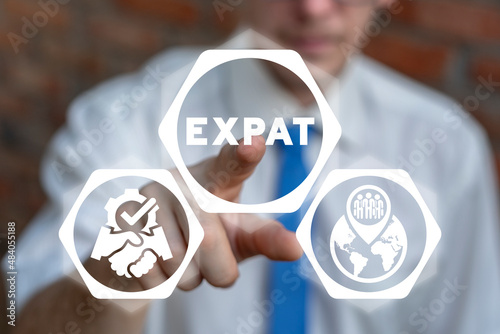 Konstfotografi Concept of expat work. Work abroad. Expatriate job. Expatriation.