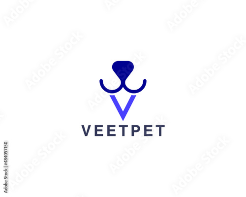 Letter V Pet dogs Logo template, fully vector and customized logo design