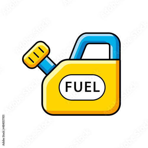 Petrol gas fuel plastic gallon canister or gasoline jerry can isolated cartoon vector icon