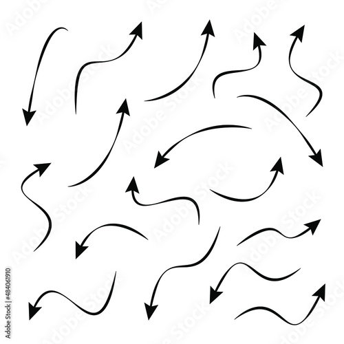Set of rough hand drawn, handmade elements arrows, waypoints isolated on white background EPS Vector
