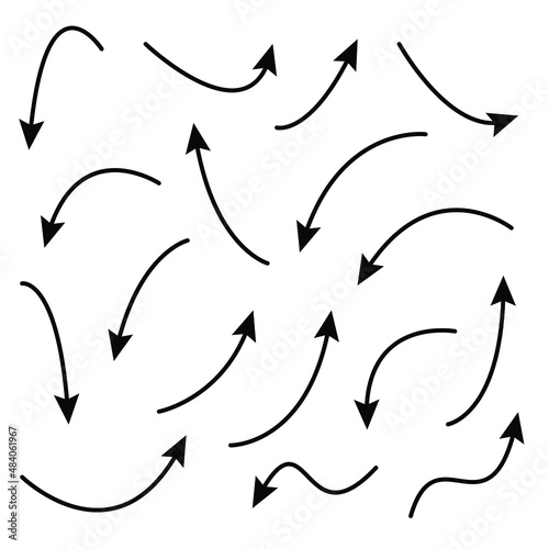 Set of rough hand drawn, handmade elements arrows, waypoints isolated on white background EPS Vector