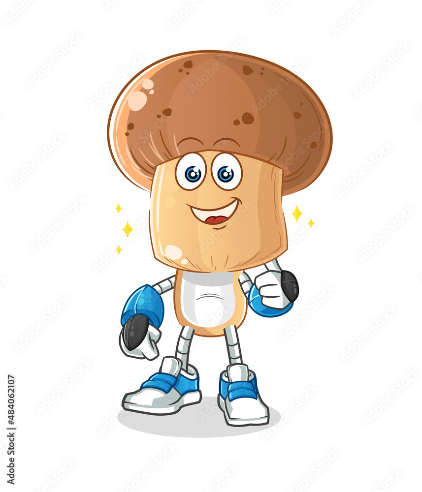 mushroom head cartoon robot character. cartoon mascot vector