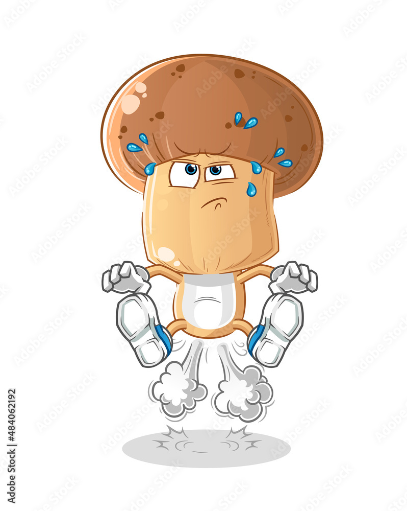 mushroom head cartoon fart jumping illustration. character vector mushroom head cartoon fart jumping illustration. character vector