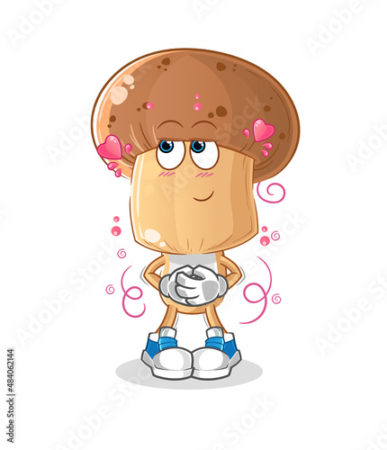 mushroom head cartoon shy vector. cartoon character