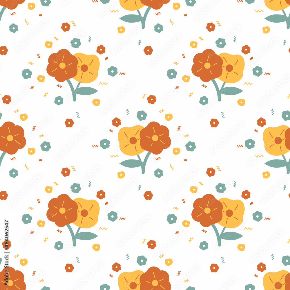 cute red and yellow flower seamless for fabric pattern or digital paper cute red and yellow flower seamless for fabric pattern or digital paper