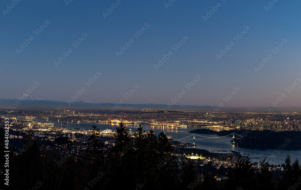 Greater Vancouver, Burrard Inlet, Lions Gate Bridge and Lower Mainland, BC panorama