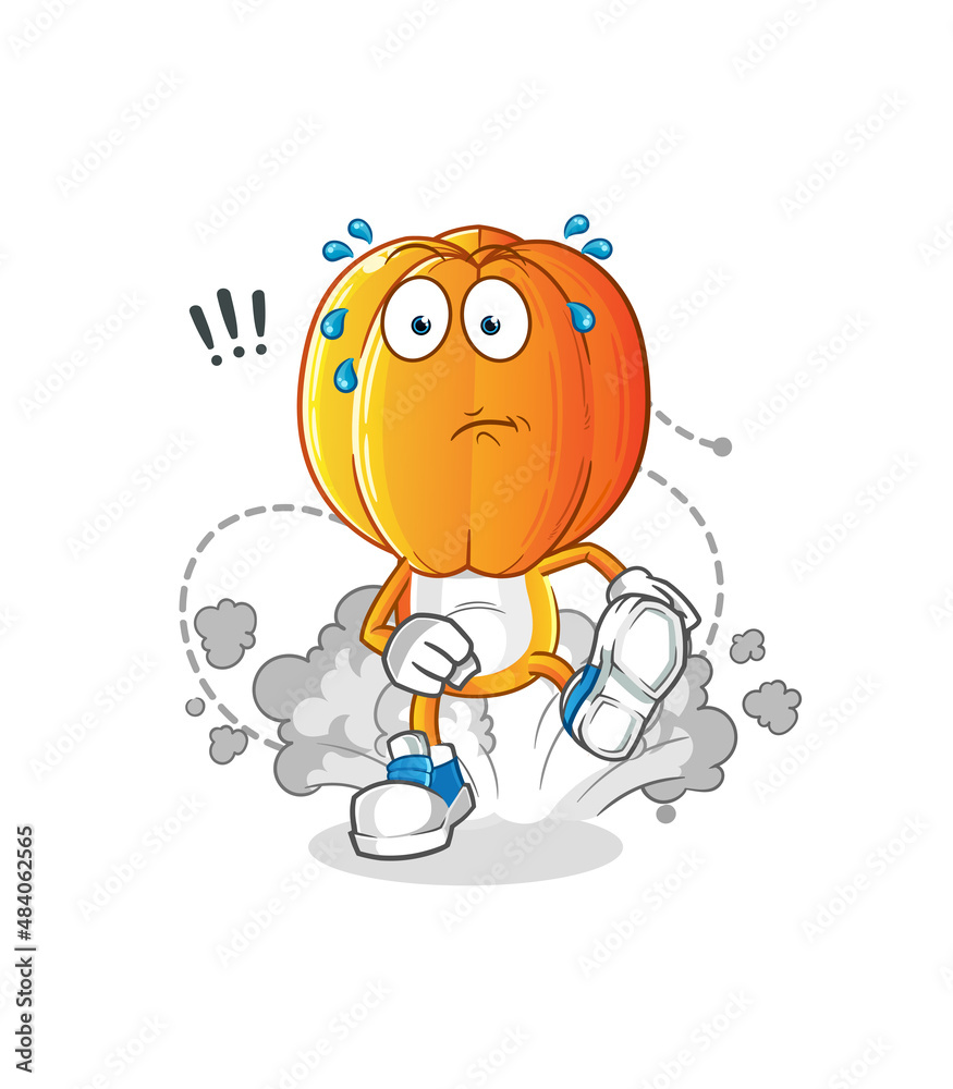 star fruit head cartoon running illustration. character vector star fruit head cartoon running illustration. character vector