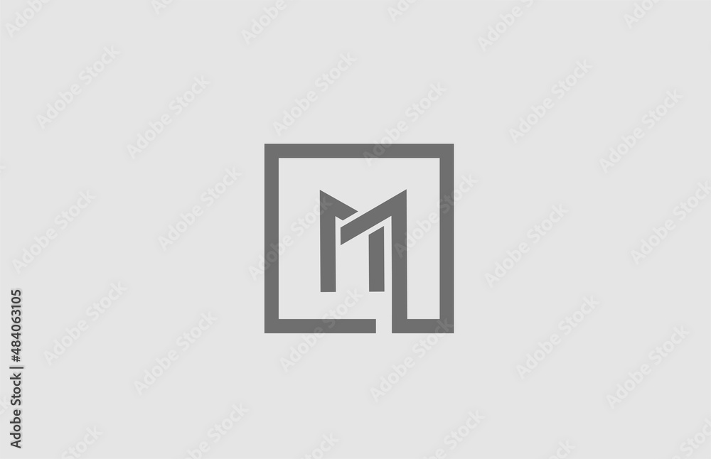 Obraz premium M line alphabet letter icon logo design. Creative template for business and company in grey color