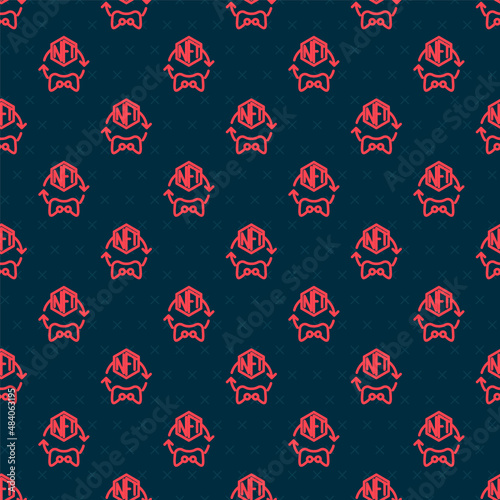 Red line NFT Digital crypto art icon isolated seamless pattern on black background. Non fungible token. Vector
