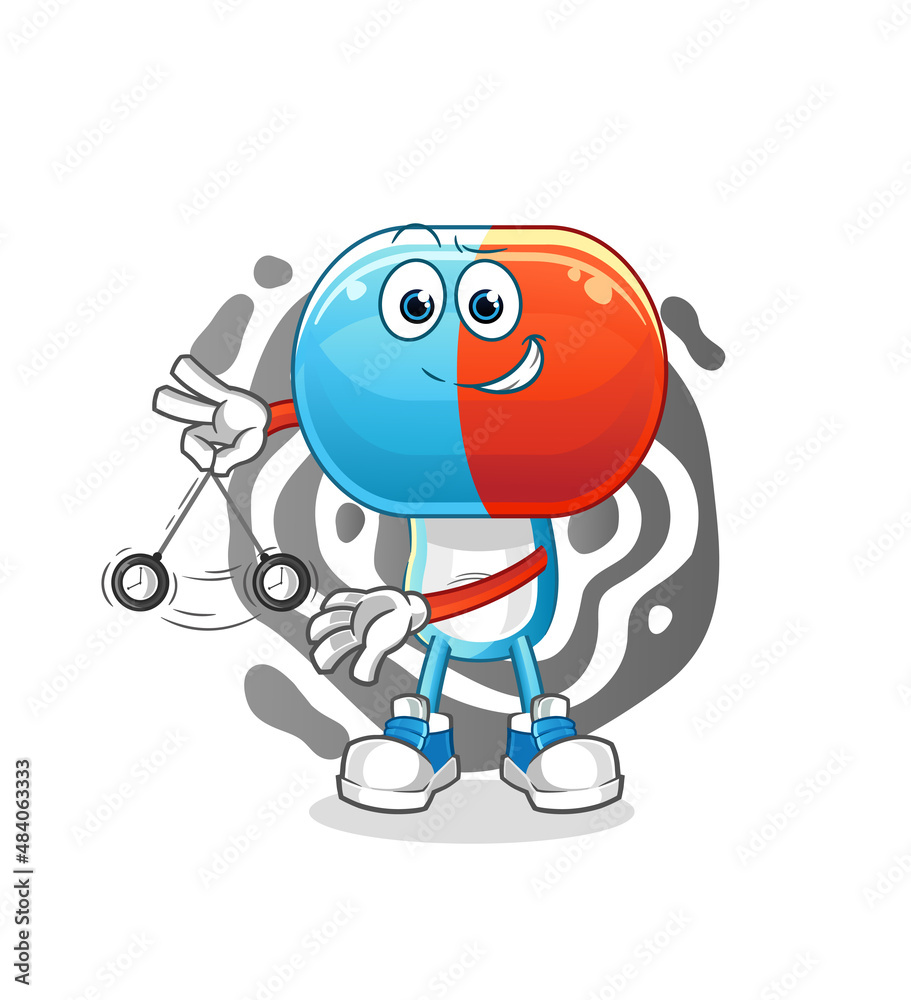 capsule head cartoon hypnotizing. cartoon mascot vector capsule head cartoon hypnotizing. cartoon mascot vector