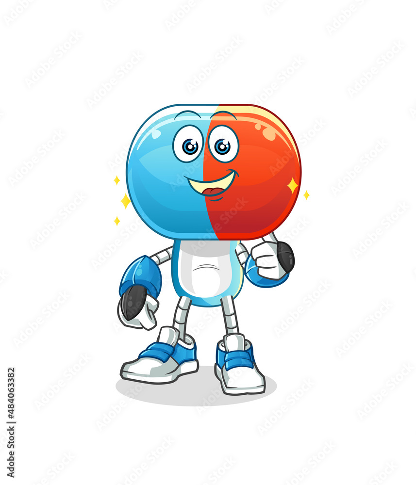 capsule head cartoon robot character. cartoon mascot vector capsule head cartoon robot character. cartoon mascot vector