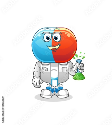 capsule head cartoon scientist character. cartoon mascot vector