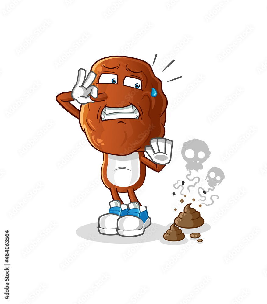 date fruit head cartoon with stinky waste illustration. character vector