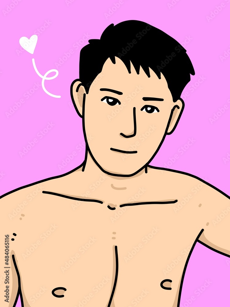 Fototapeta premium cute man cartoon on pink background