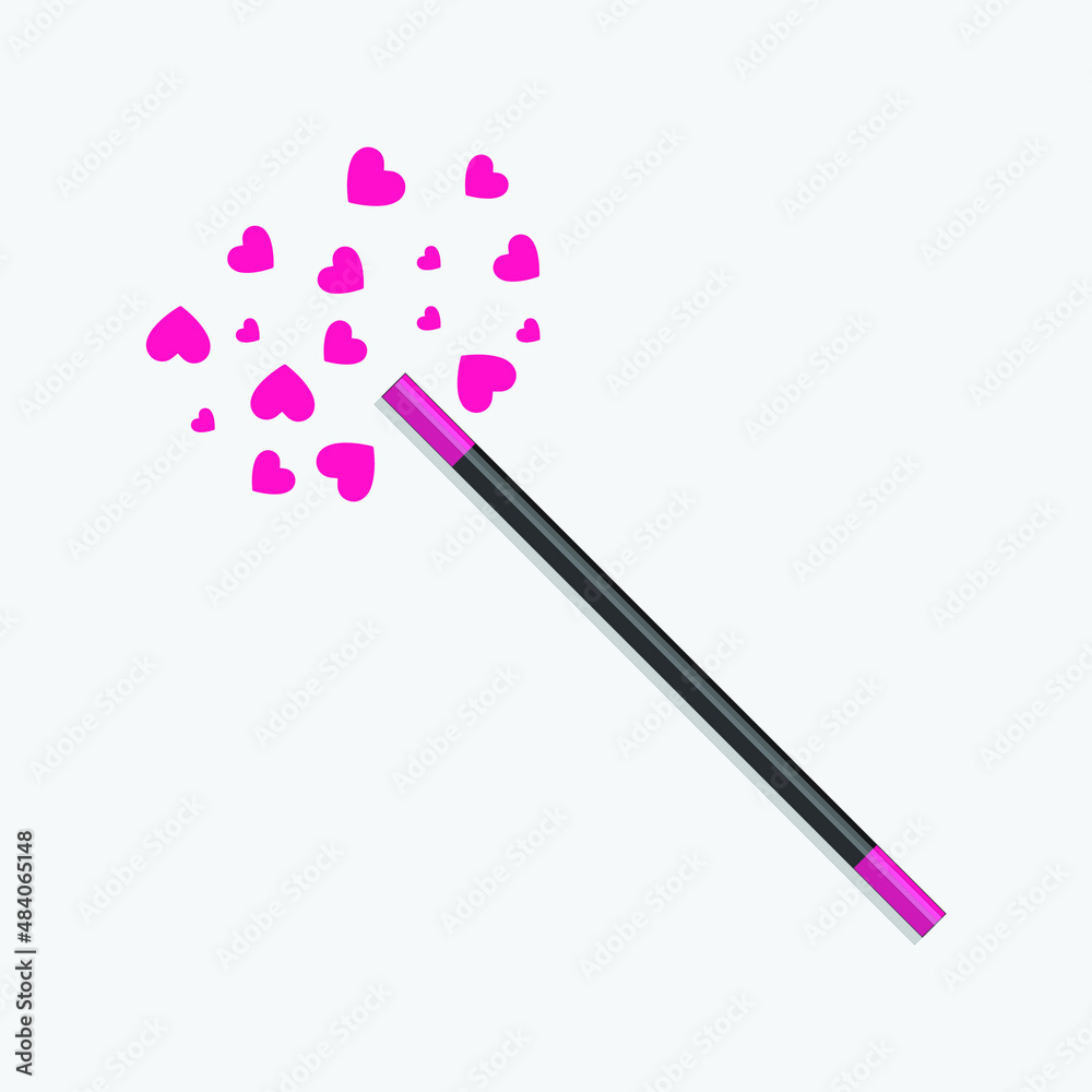 Vector illustration of magic wand heart effect Vector illustration of magic wand heart effect