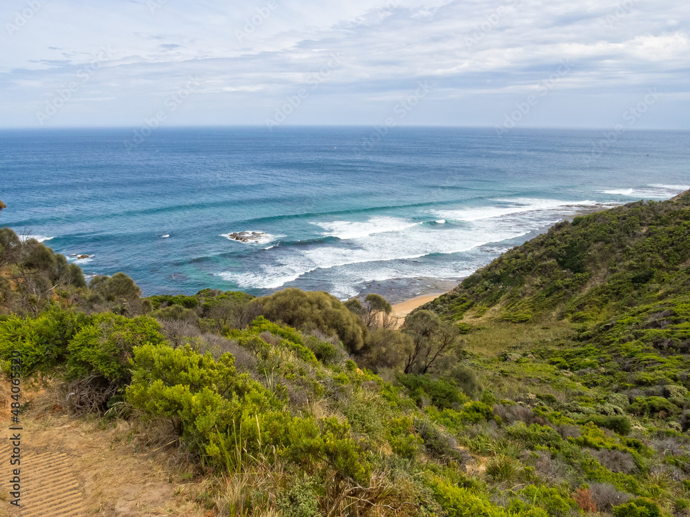 View from the Great Ocean Walk above Wreck Beach - Princetown, Victoria, Australia