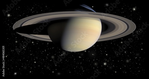 Saturn and bright stars in space