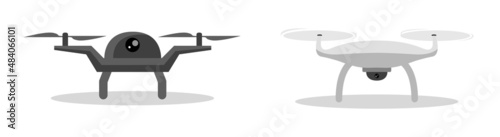 Drone icon set, flat style unmanned aircraft vector, quadricopter concept, Isolated on white background
