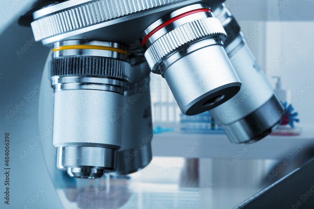 New modern microscope. Medicine research concept. History of biology, alchemy, vaccination. New modern microscope. Medicine research concept. History of biology, alchemy, vaccination.