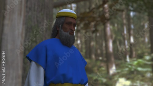 3d render animation hebrew priest crying out to god