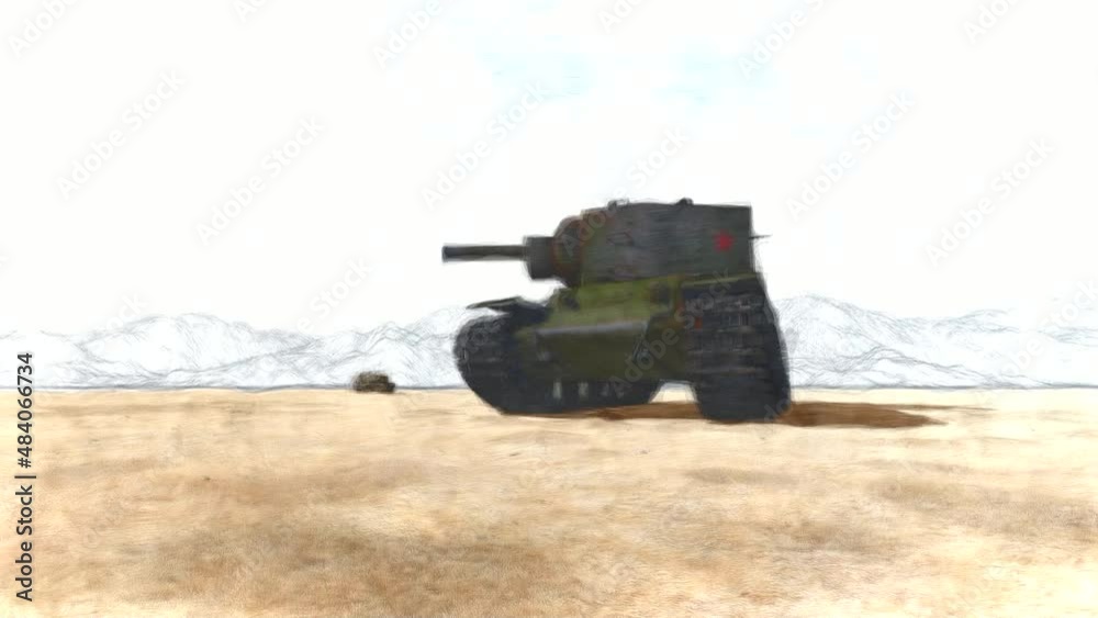Tank Stop Motion. High-Quality Background Animation Tank Stop Motion. High-Quality Background Animation