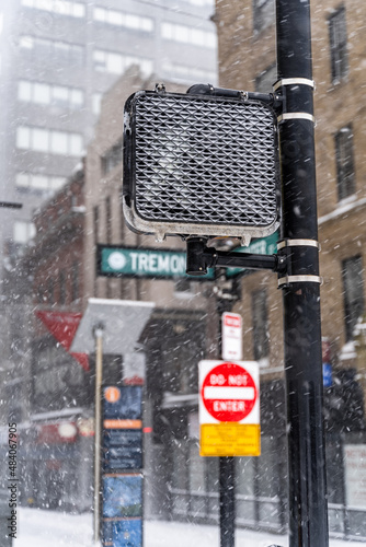 Traffic light in snow