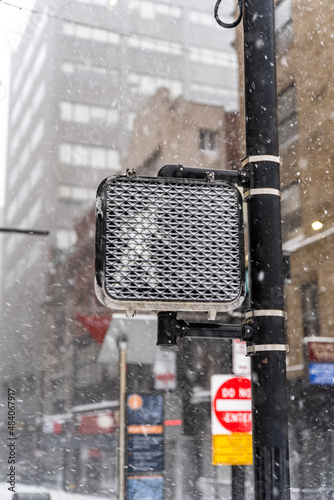 Traffic light in snow