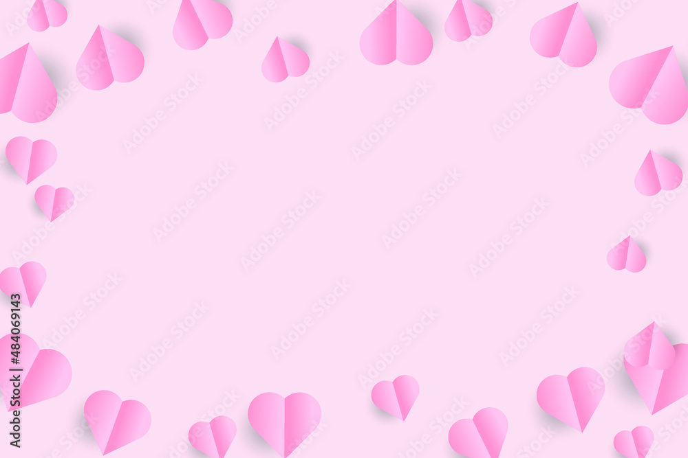 pink background with heart for Vector symbols of love for Happy Women's, Mother's, Valentine's Day, birthday greeting card design.