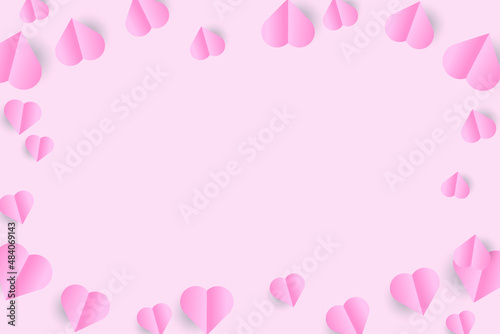 pink background with heart for Vector symbols of love for Happy Women's, Mother's, Valentine's Day, birthday greeting card design. © dwara