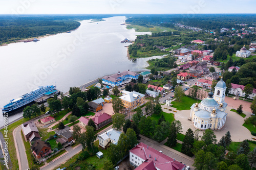 City of Myshkin. Aerial view of the Assumption Cathedral. Russia photo