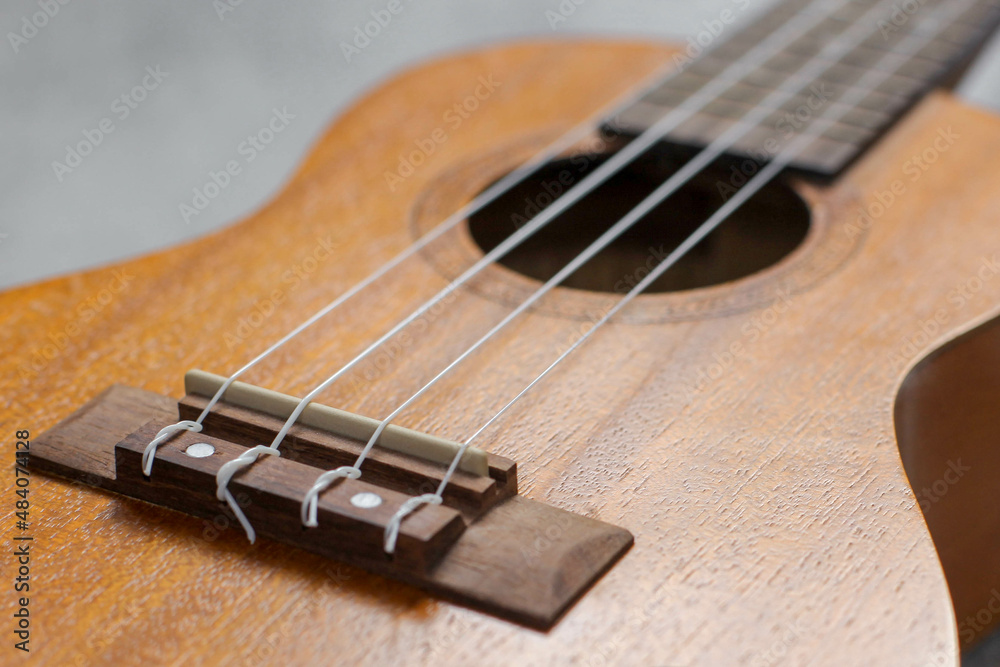 Close up view of the ukulele body Close up view of the ukulele body