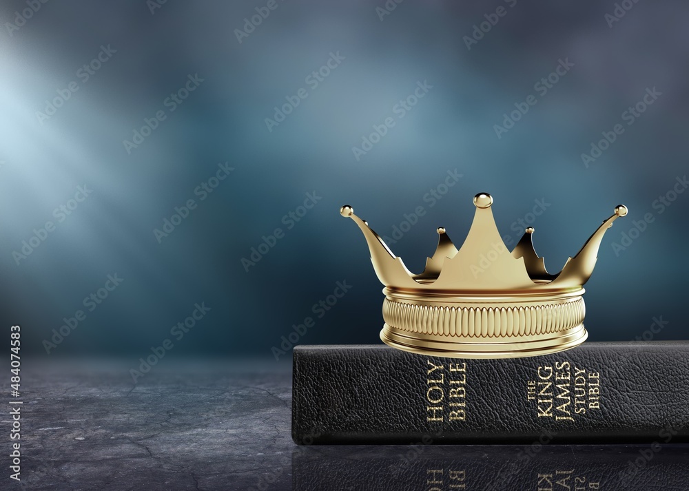 The Holy Bible and a Kings Crown on a desk Stock Photo | Adobe Stock