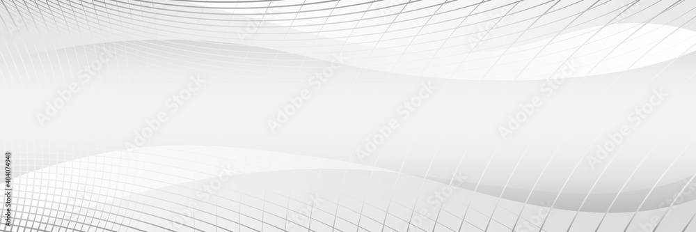 Light vector background, grid, banner. Wavy shapes, shades of gray.