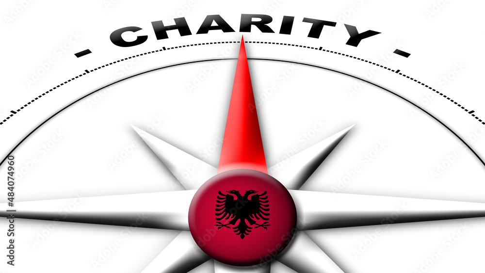 Albania Globe Sphere Flag and Compass Concept Charity Titles – 3D Illustration Albania Globe Sphere Flag and Compass Concept Charity Titles – 3D Illustration