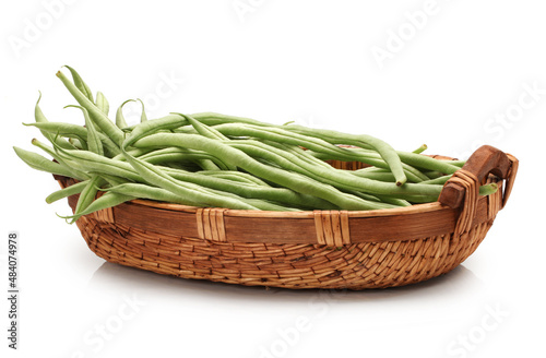 Green kidney bean on white background 