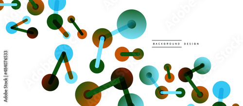 Abstract background. Round dots connected by lines. Trendy techno business template for wallpaper, banner, background or landing