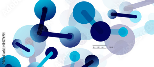 Abstract background. Round dots connected by lines. Trendy techno business template for wallpaper, banner, background or landing