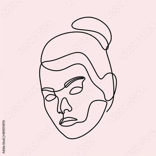 woman beautifull face oneline continuous single line art