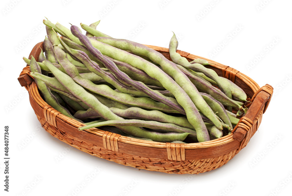 Green kidney bean on white background 