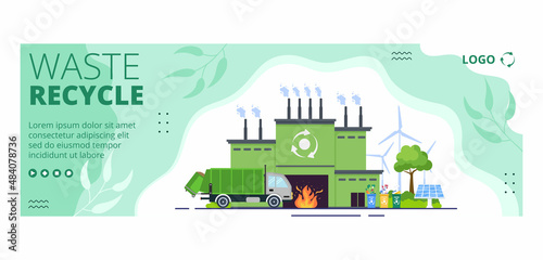 Recycle Process with Trash Cover Template Flat Illustration Editable of Square Background Suitable for Social media or Web Internet Ads
