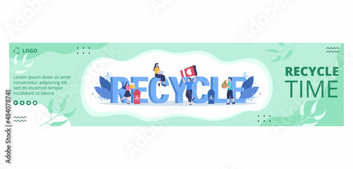 Recycle Process with Trash Banner Template Flat Illustration Editable of Square Background Suitable for Social media or Web Internet Ads