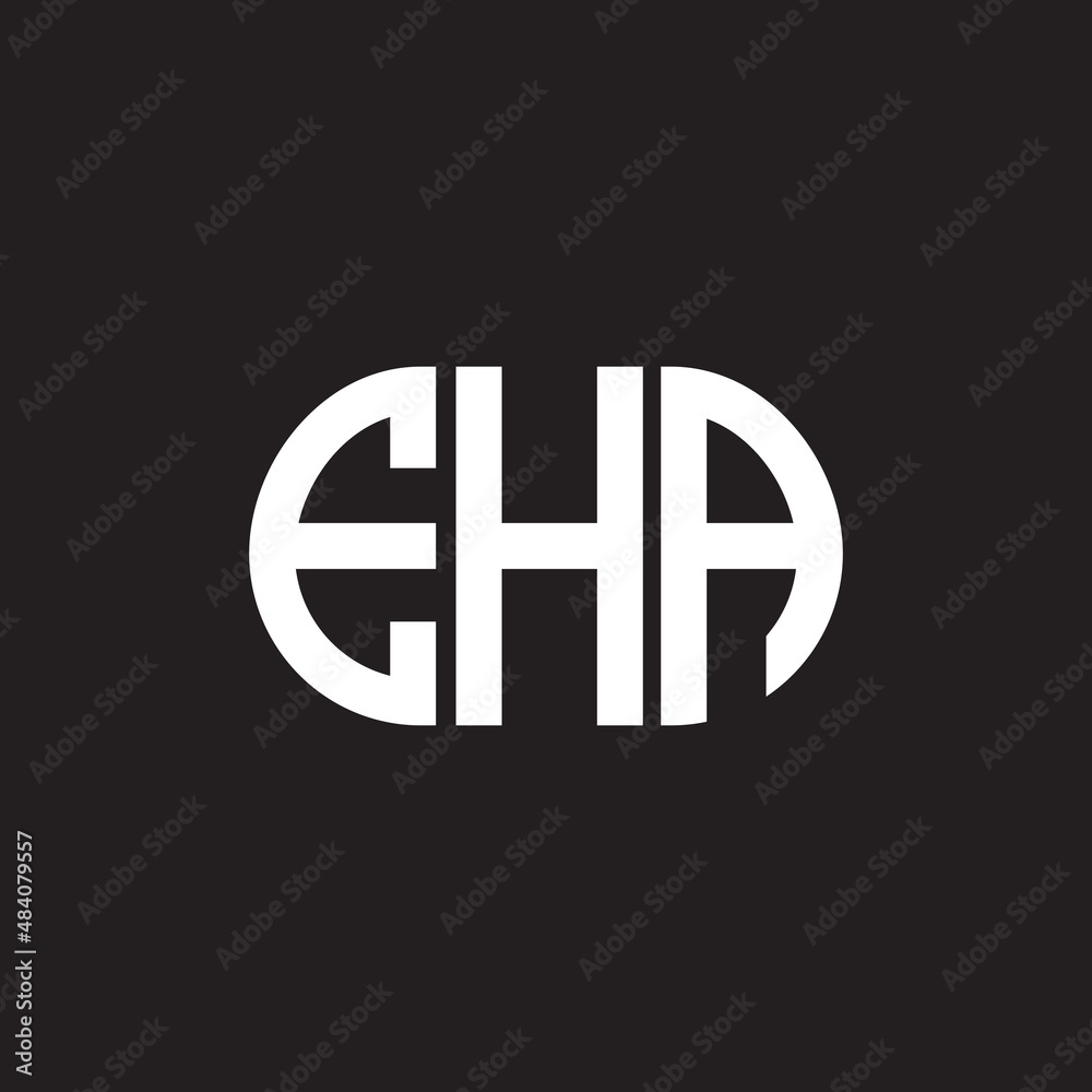 EHA letter logo design on black background. EHA creative initials letter logo concept. EHA letter design.