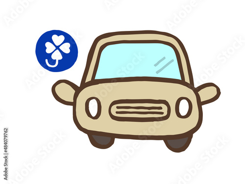 かわいい障がい者マークと車／手書きイラスト素材